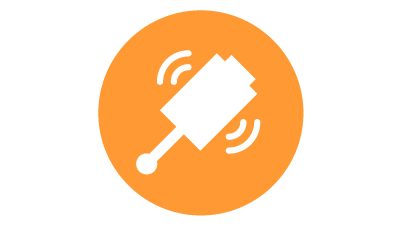 橙色圆圈内的白色图标 — 用于工业自动化序中测头测量的无线电测头
